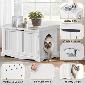 Yaheetech Litter Box Furniture Cat House, White, Large