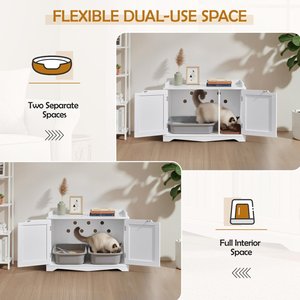 Yaheetech Litter Box Furniture Cat House, White, Large