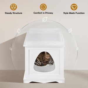 Yaheetech Litter Box Furniture Cat House, White, Large