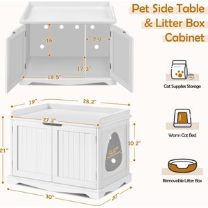 Yaheetech Litter Box Furniture Cat House, White, Large