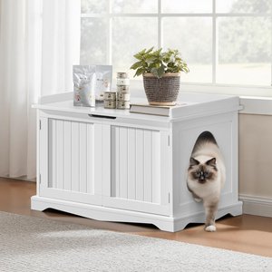 Yaheetech Litter Box Furniture Cat House, White, Large