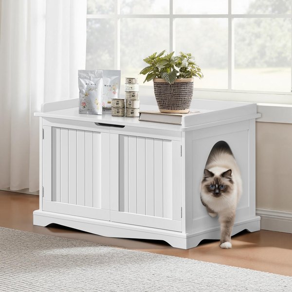 Yaheetech - Brandclub - Yaheetech Litter Box Furniture Cat House, White,  Large