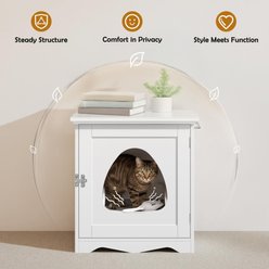 Yaheetech Washroom Bench Enclosed Cat House Cat Litter Box, White, Small slide 2 of 7