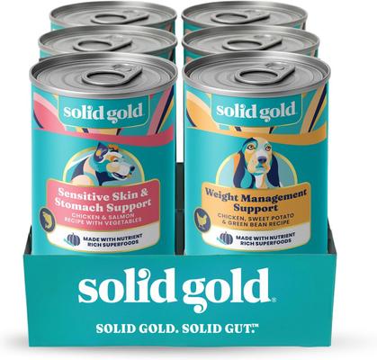 Solid Gold Leaping Waters, Fit & Fab Variety Pack Wet Dog Food, 13.2-oz can, case of 6