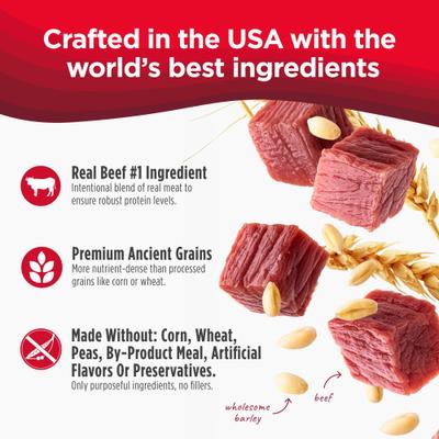 Show full view: Nulo Frontrunner Ancient Grains Beef, Barley, & Lamb Recipe High-Protein Adult Dry Dog Food, 25-lb bag slide 5 of 11