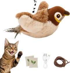 NonoPets Interactive Flapping Bird Realistic Sound Squeaky Plush Cat Toy