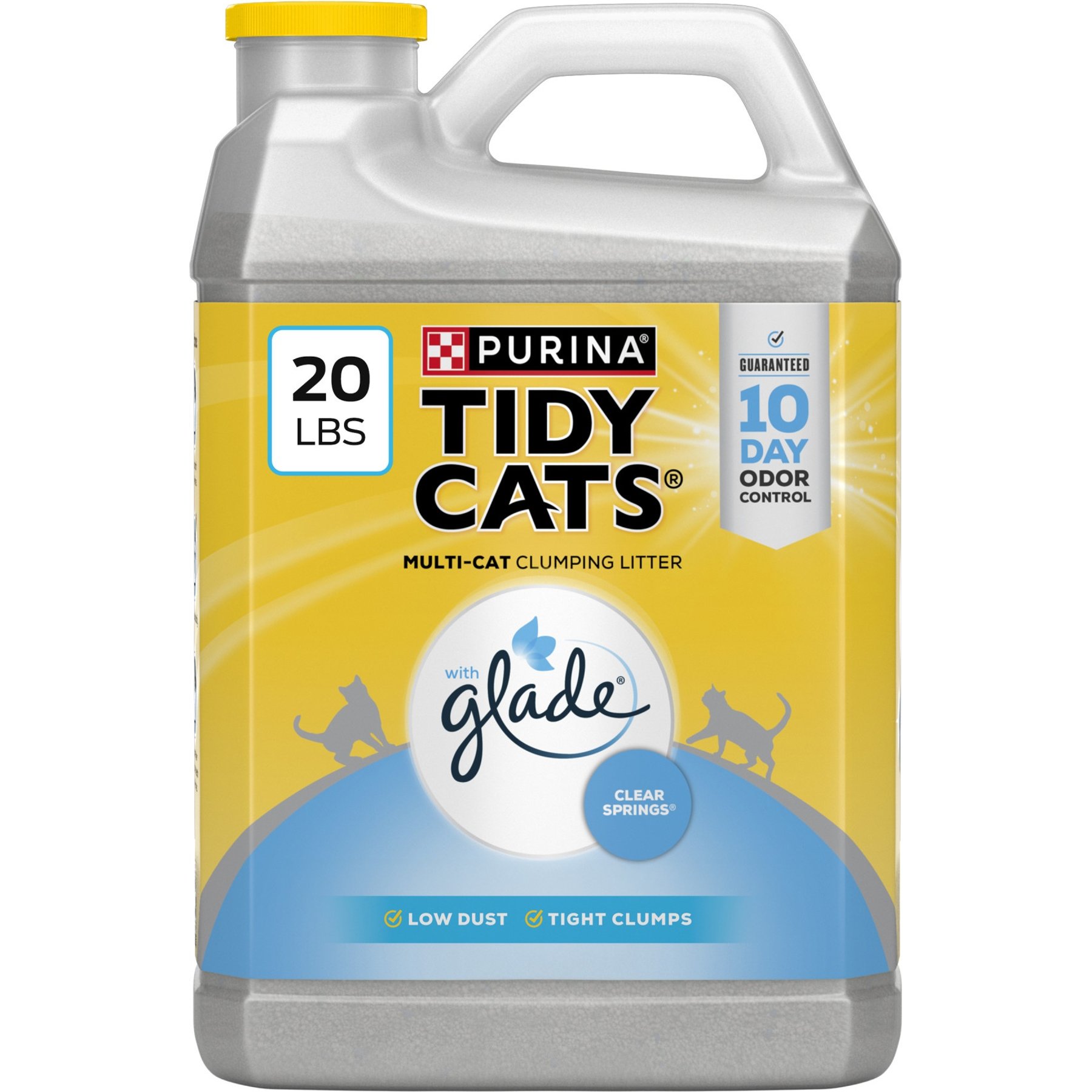 Tidy Cats Glade Clear Springs Scented Clumping Cat Litter, 20-lb jug, case of 2