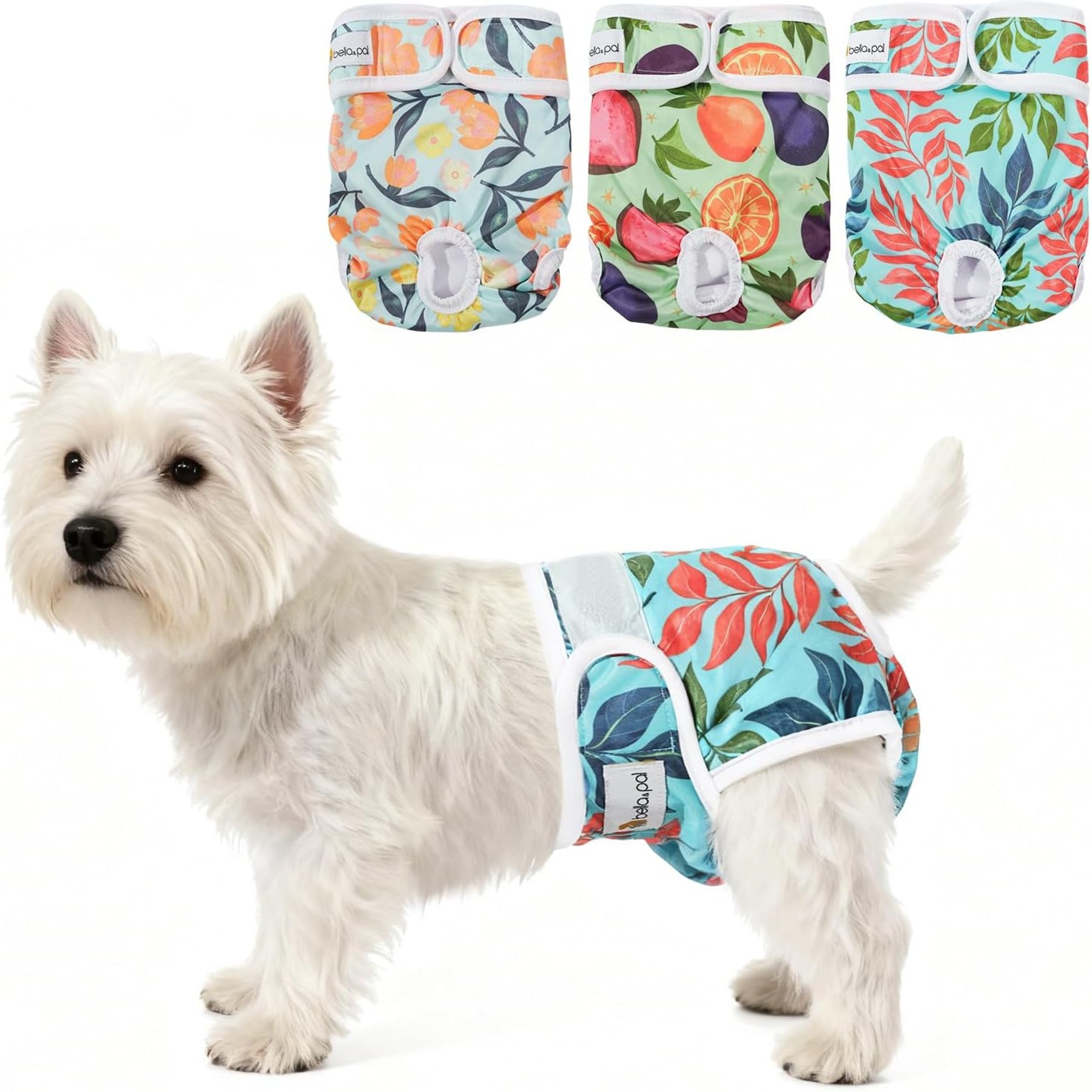 Bella & Pal Washable Female Dog Diapers, 3 count, Natural Joy, X-Small: 7 to 10-in waist