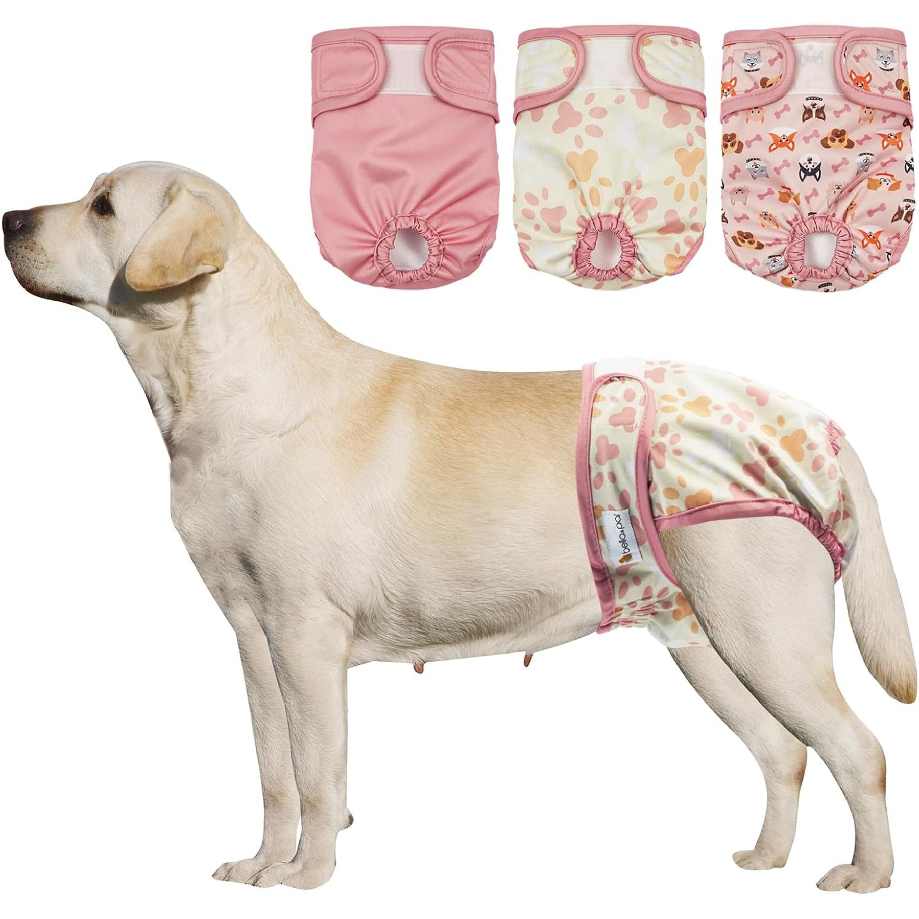 Bella & Pal Washable Female Dog Diapers, 3 count, Pink, X-Large: 25 to 33-in waist