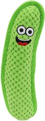 Tuffy's Funny Food Pickle Squeaky Plush Dog Toy, Green