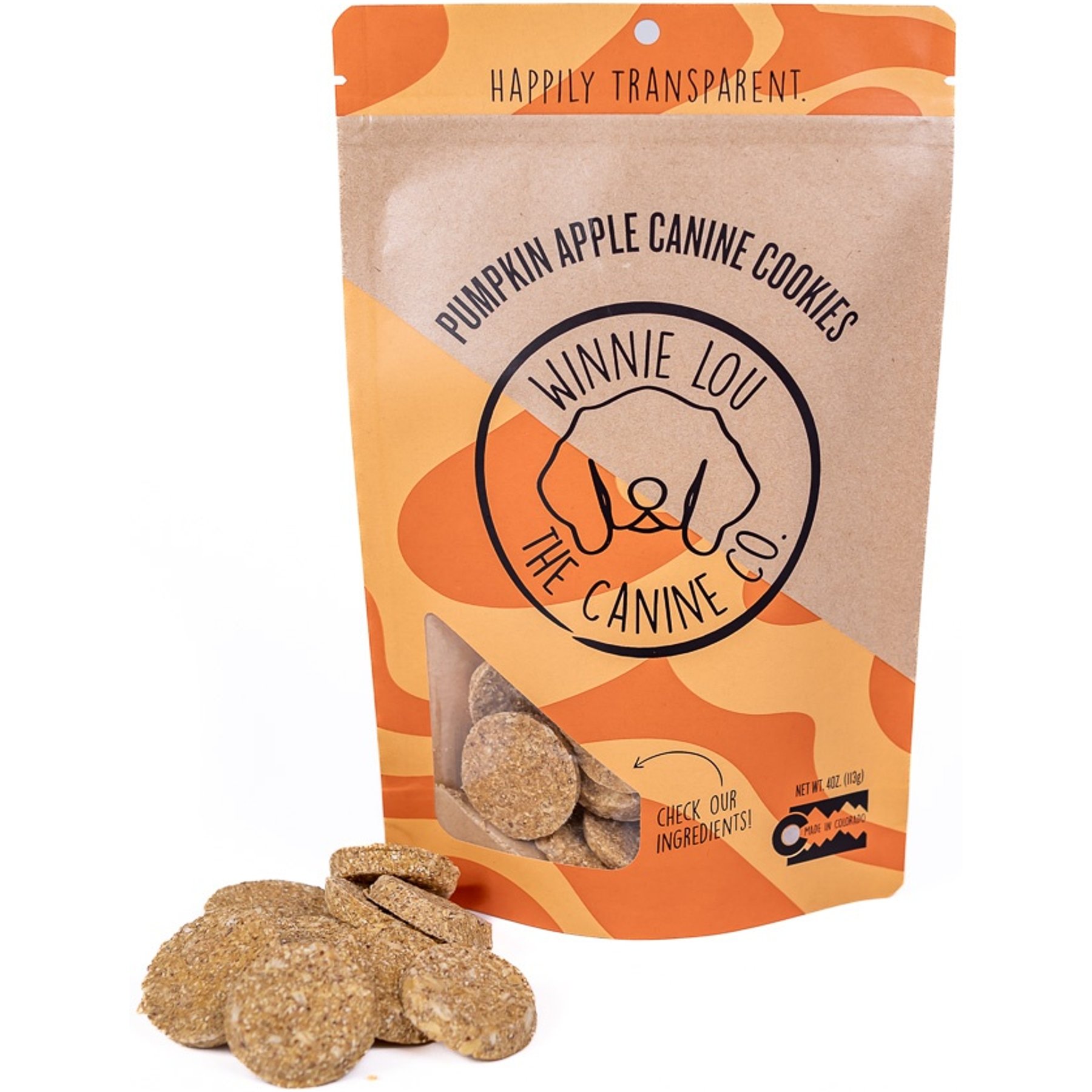 Winnie Lou Pumpkin Canine Cookies Crunchy Dog Treats, 4-oz bag