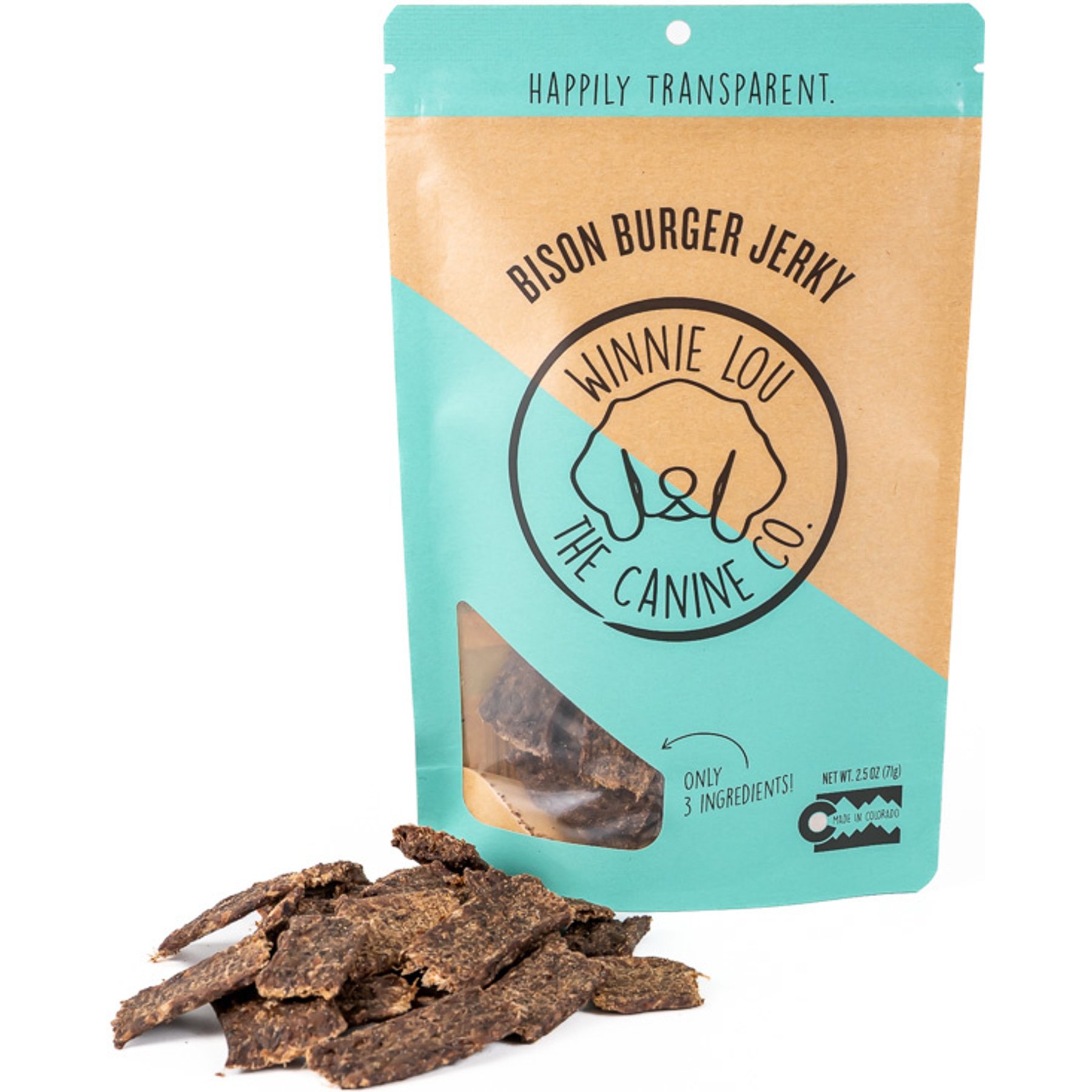 Winnie Lou Bison Burger Jerky Dog Treats, 2.5-oz bag