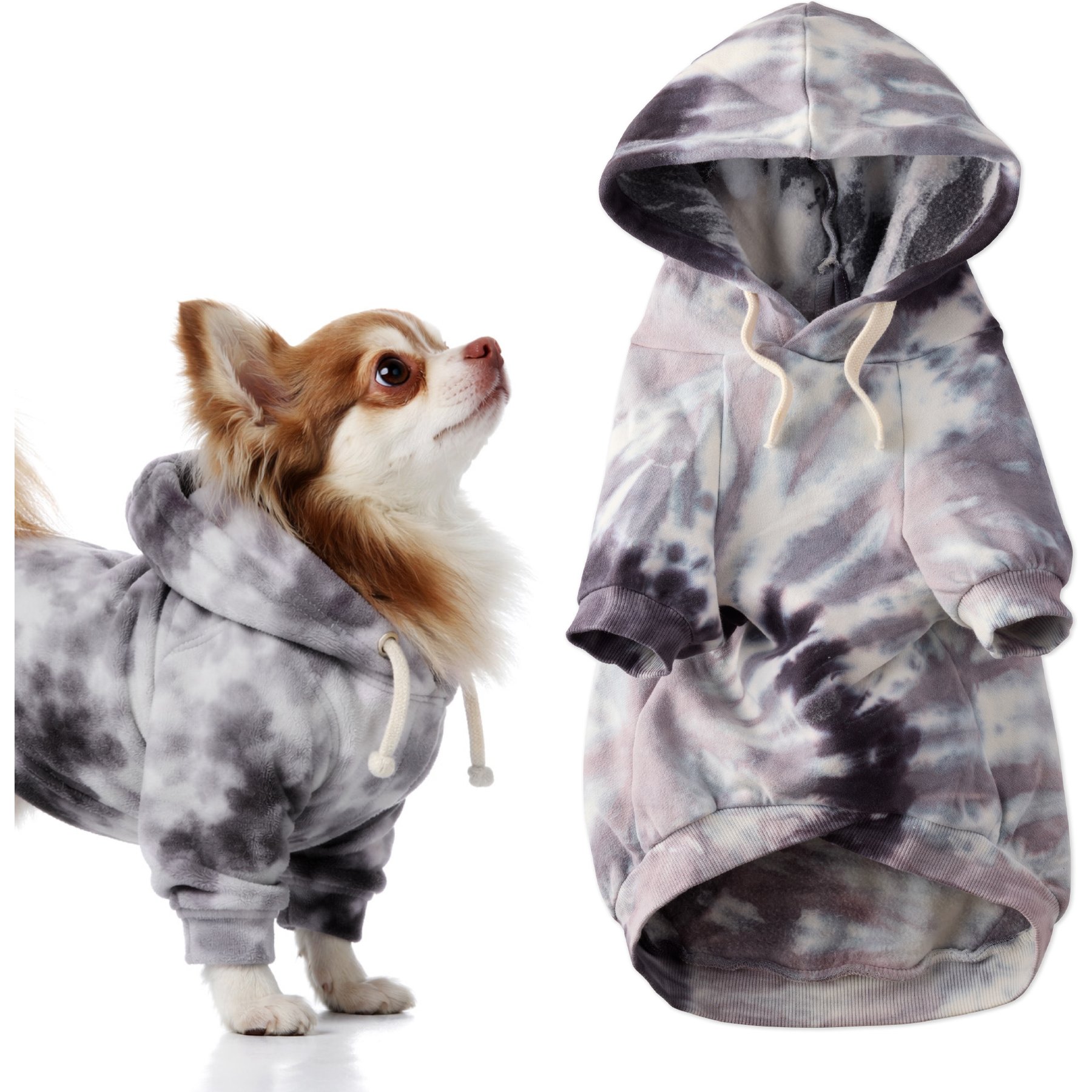 Pet Passion Rocky II The Extra Comfy Tie Dye Dog Hoodie, Black, XX-Large