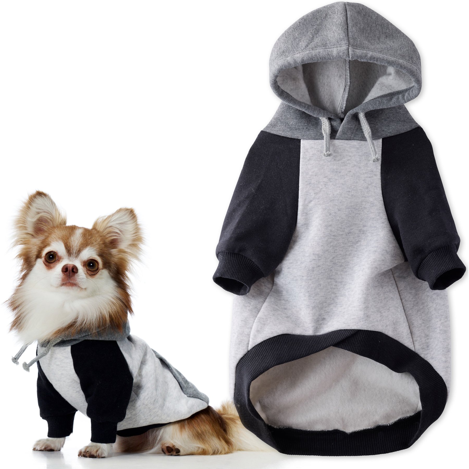 Pet Passion Rocky II The Extra Comfy Color Block Dog Hoodie, Heather Gray, Medium