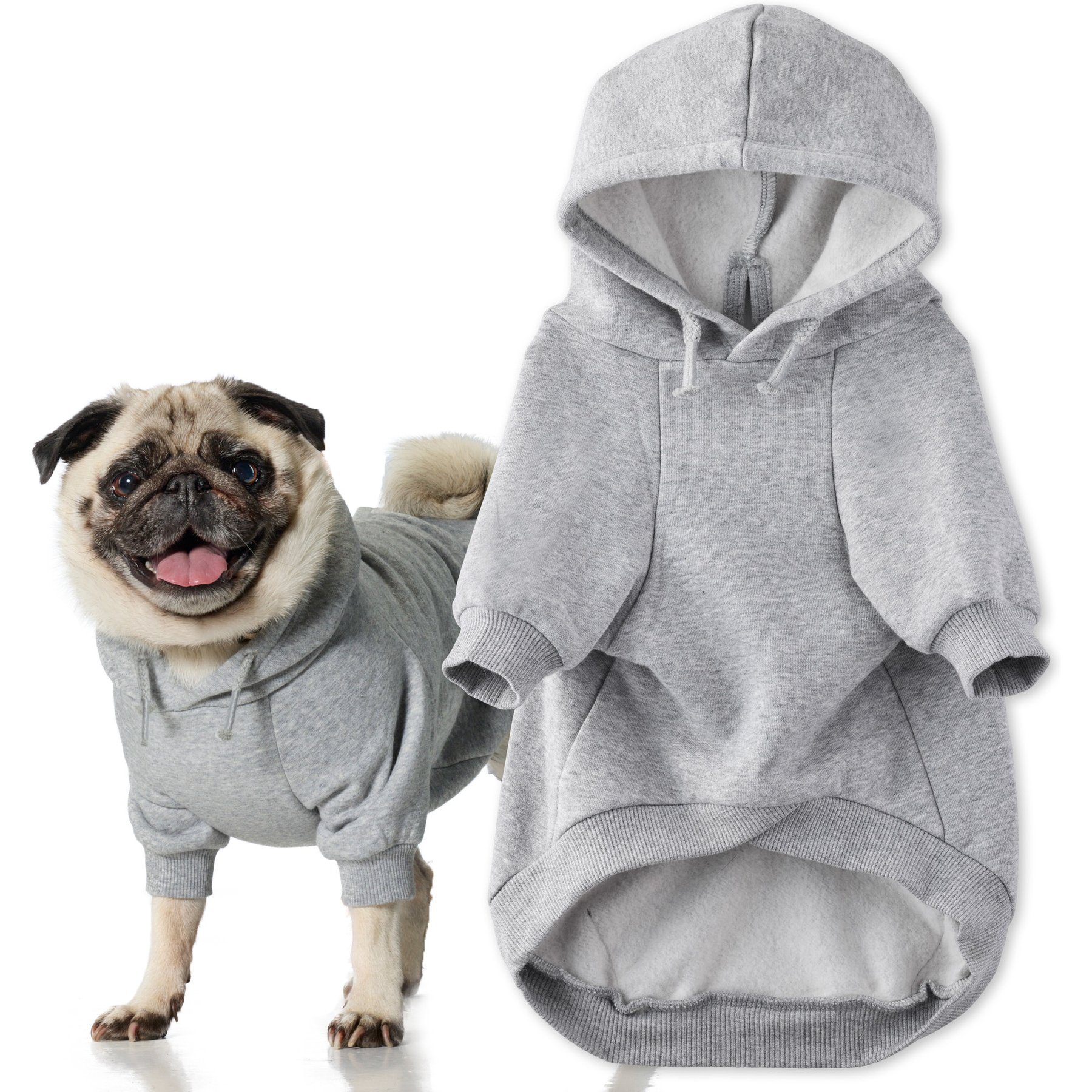 Pet Passion Rocky II The Extra Comfy Solid Color Dog Hoodie, Heather Grey, X-Small