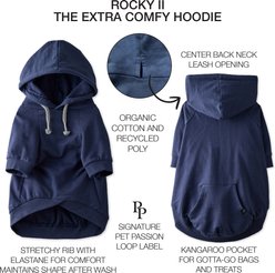 Pet Passion Rocky II The Extra Comfy Solid Color Dog Hoodie, Navy, Large slide 2 of 7