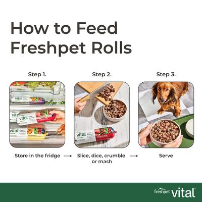 Show full view: Freshpet Chicken Recipe with Peas, Carrots, & Brown Rice Fresh Refrigerated Dog Food, 6-lb roll, case of 4 slide 9 of 10