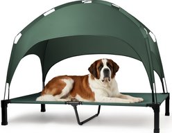 Heeyoo Outdoor Elevated Dog Bed with Removable Canopy, Green, 60 x 36 x 9.5-in