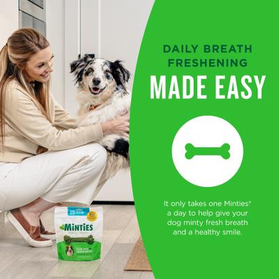 Show full view: Minties Medium Mint Flavored Dental Treats for Dogs, 25-50 lbs, 32-oz, 40 count slide 8 of 11