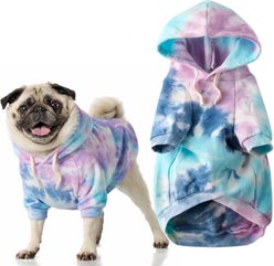 Pet Passion Rocky II The Extra Comfy Dog Hoodie, Purple Tie Dye, Medium