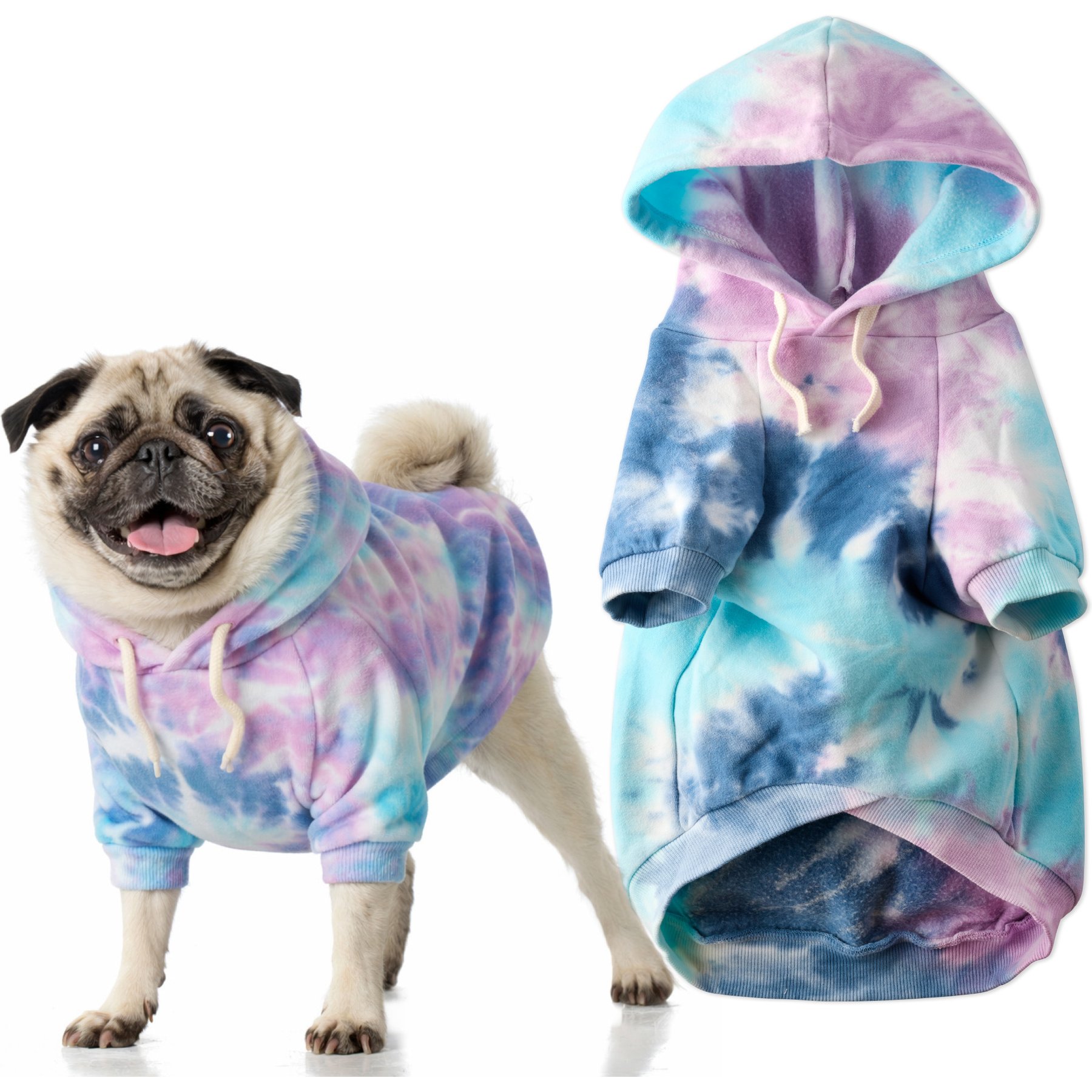 Pet Passion Rocky II The Extra Comfy Tie Dye Dog Hoodie, Purple, XX-Large