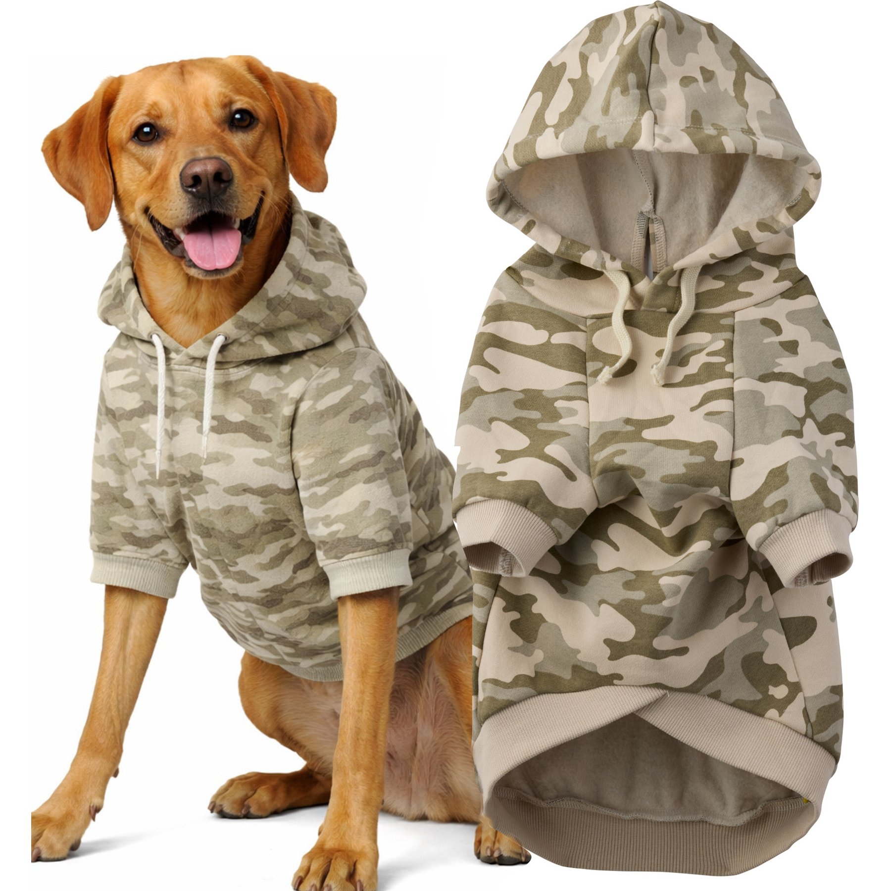 Pet Passion Rocky II The Extra Comfy Camo Dog Hoodie, Sage, Medium