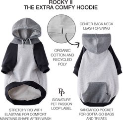 Pet Passion Rocky II The Extra Comfy Color Block Dog Hoodie, Heather Gray, Small slide 2 of 7