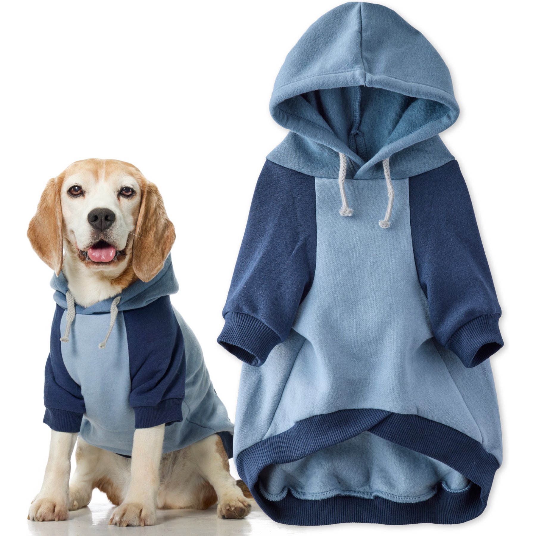 Pet Passion Rocky II The Extra Comfy Color Block Dog Hoodie, Navy, Medium