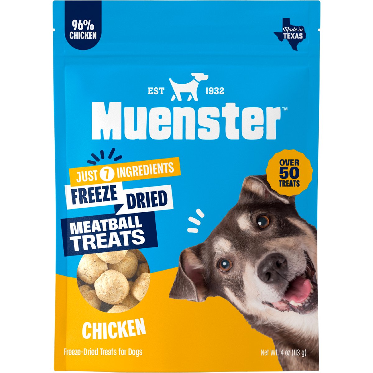 Muenster Meatball Chicken Limited Ingredient Diet Freeze-Dried Dog Treats, 4-oz bag
