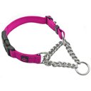 Max and Neo Dog Gear Nylon Reflective Martingale Dog Collar with Chain, Pink, Large: 19 to 25-in neck, 1-in wide