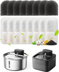 OneIsAll Ultra Quiet Dog & Cat Water Fountain Replacement Filters, White, Small, 8 count
