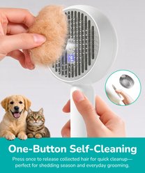 Fido Fave Press-to-Spray Mist Anti-Static Detangling & Smoothing Refillable Water Tank Grooming Brush for Dog & Cats, Grey slide 2 of 8