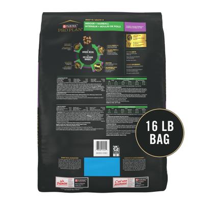 Show full view: Purina Pro Plan Adult Indoor Hairball Management Turkey & Rice Formula Dry Cat Food, 16-lb bag slide 3 of 12