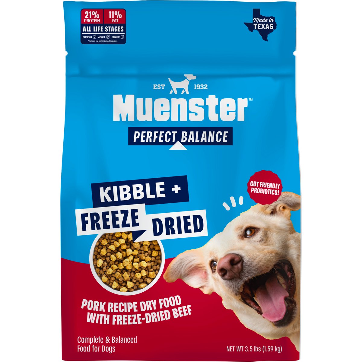 Muenster Perfect Balance Pork Meal Medley with Beef Bites Freeze-Dried Dog Food, 3.5-lb bag