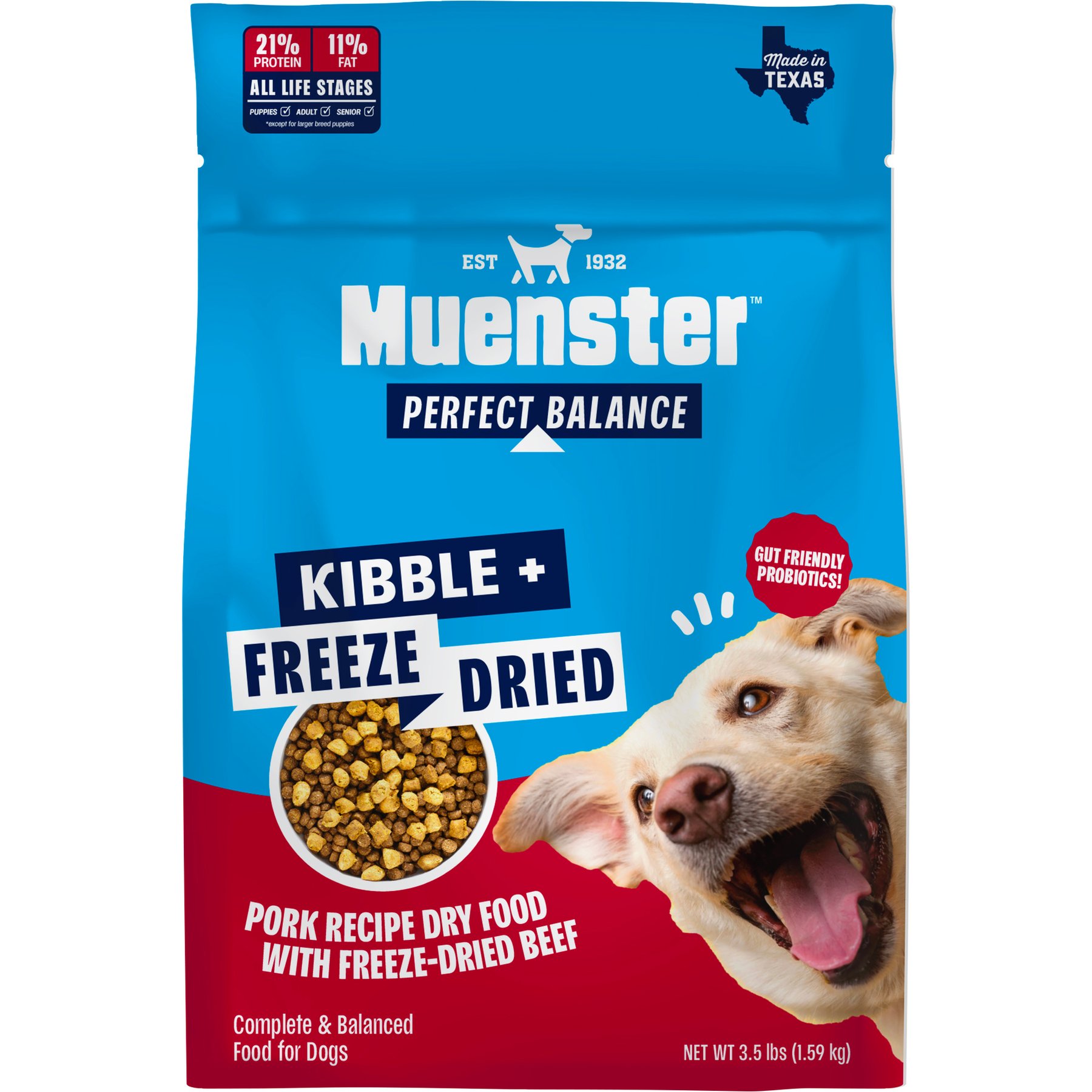 Muenster Perfect Balance Pork Meal Medley with Beef Bites Freeze-Dried Dog Food, 3.5-lb bag