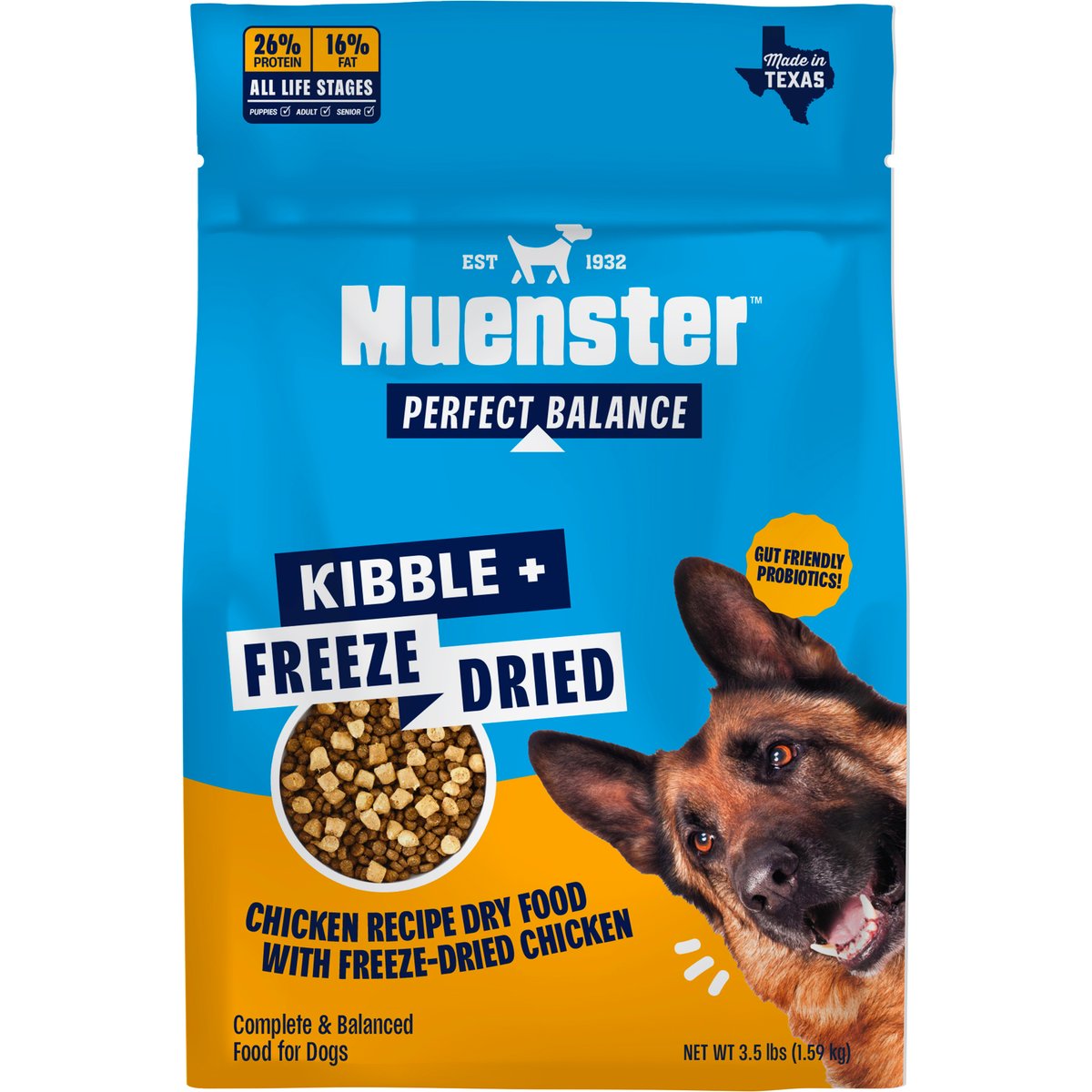 Muenster Perfect Balance Chicken Meal Medley with Chicken Bites Freeze-Dried Dog Food, 3.5-lb bag