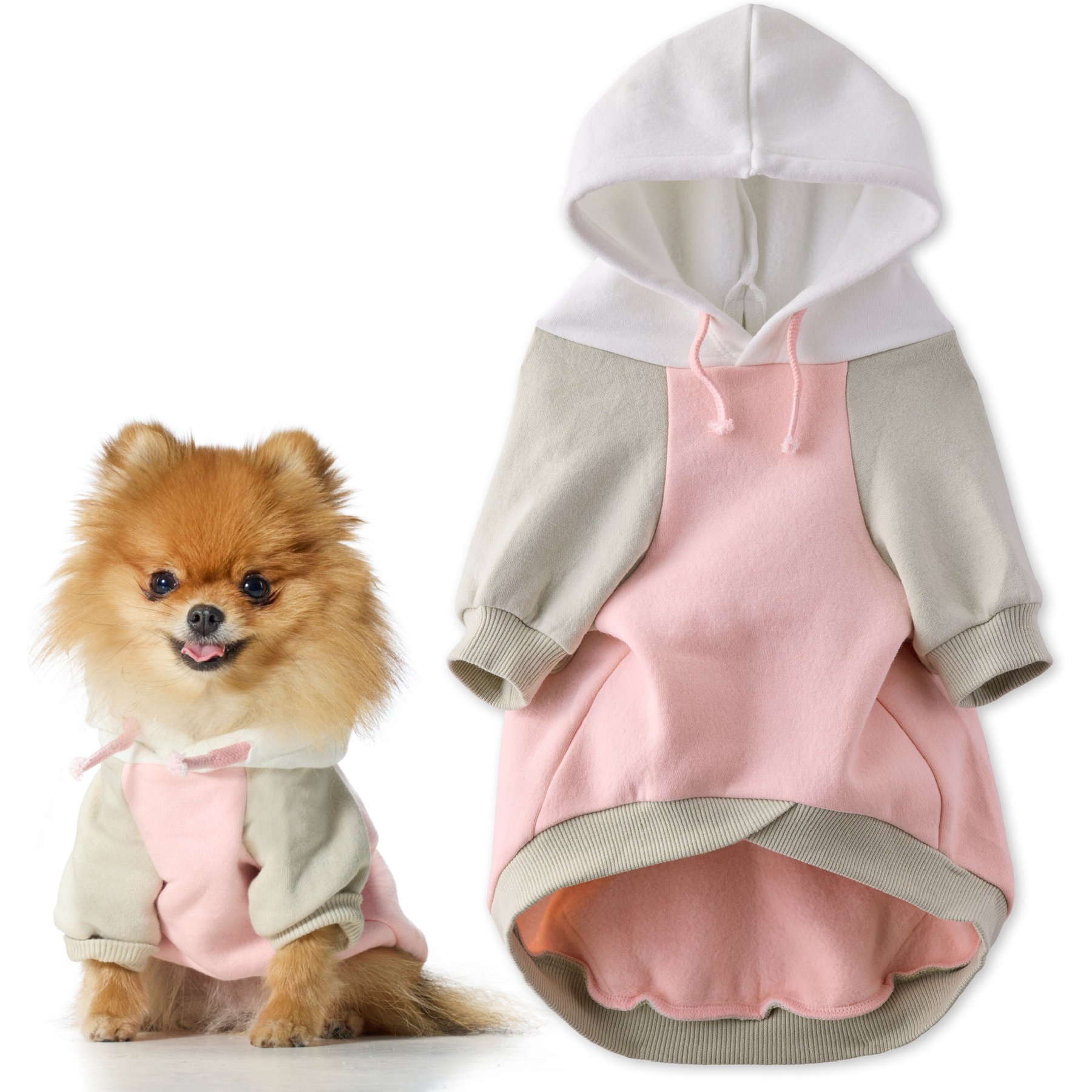 Pet Passion Rocky II The Extra Comfy Color Block Dog Hoodie, Pink, Medium