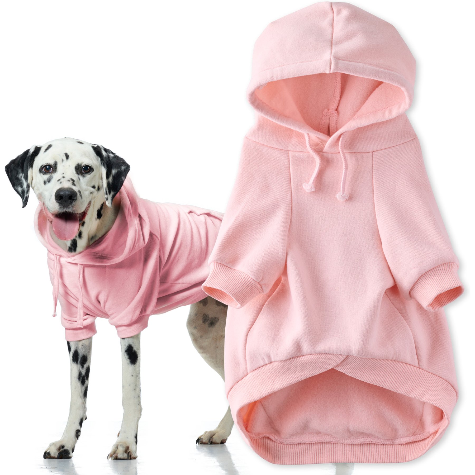 Pet Passion Rocky II The Extra Comfy Solid Color Dog Hoodie, Pink, Large