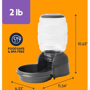 Petmate Replendish Dishwasher Safe Plastic Dog Feeder, Pearl Smoke Gray, 2-lb
