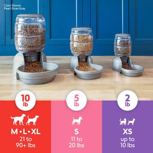 Petmate Replendish Dishwasher Safe Plastic Dog Feeder, Pearl Smoke Gray, 2-lb