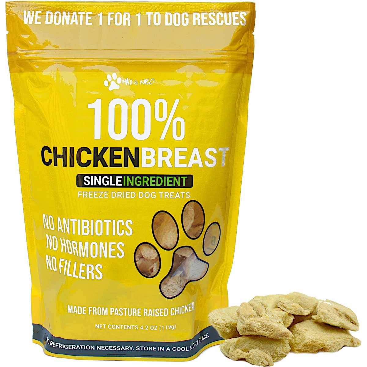 Max and Neo Dog Gear Grain-Free Chicken Breast Freeze-Dried Dog Treats, 4.2-oz bag