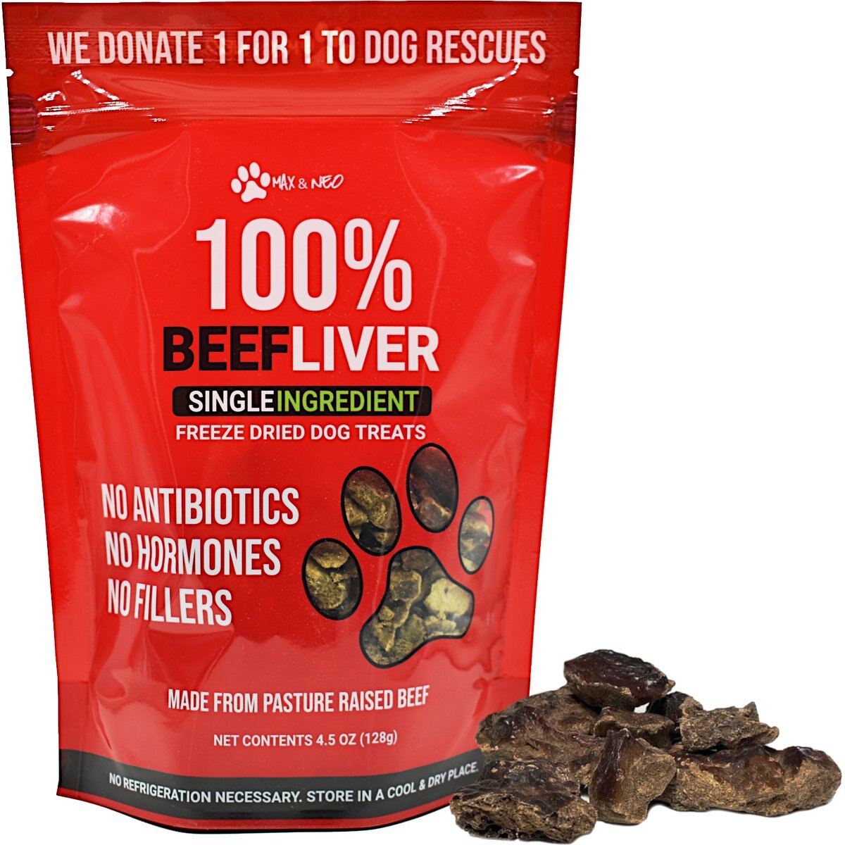 Max and Neo Dog Gear Grain-Free Beef Liver Freeze-Dried Dog Treats, 4.5-oz bag