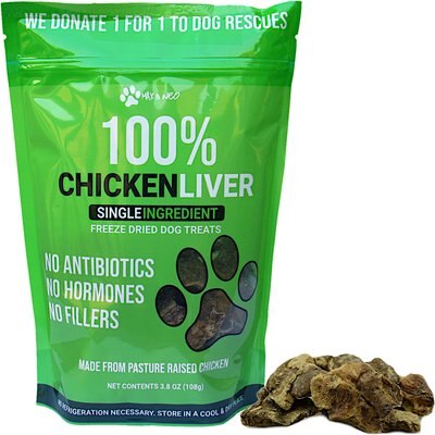 Max and Neo Dog Gear Max and Neo Dog Gear Grain-Free Chicken Liver Freeze-Dried Dog Treats, 3.8-oz bag