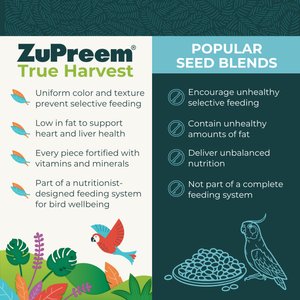 ZuPreem True Harvest with Natural Flavor Daily Cockatiel & Lovebird Medium Bird Food, 2.5-lb bag