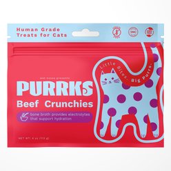 Wet Noses Purrks Human-Grade Beef & Bone Broth Crunchy Cat Treat, 4-oz bag
