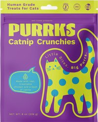 Wet Noses Purrks Human-Grade Chicken & Catnip Crunchy Cat Treat, 8-oz bag