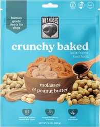 Wet Noses Human-Grade Peanut Butter Molasses Crunchy Baked Dog Treats, 10-oz bag