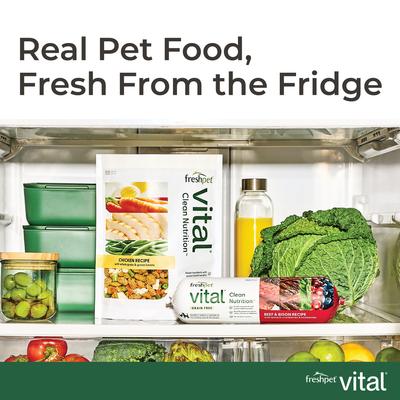 Show full view: Freshpet Chicken Recipe with Peas, Carrots, & Brown Rice Fresh Refrigerated Dog Food, 6-lb roll, case of 4 slide 5 of 10