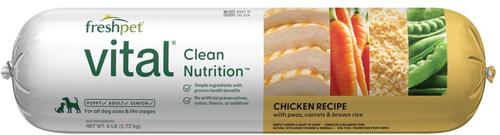 Show full view: Freshpet Chicken Recipe with Peas, Carrots, & Brown Rice Fresh Refrigerated Dog Food, 6-lb roll, case of 4 slide 3 of 10