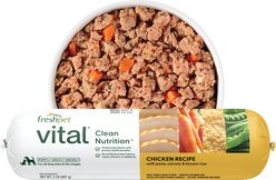 Freshpet Chicken Recipe with Peas, Carrots, & Brown Rice Fresh Refrigerated Dog Food, 2-lb roll, case of 8